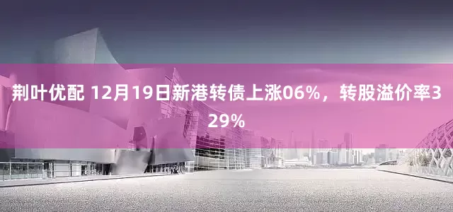 荆叶优配 12月19日新港转债上涨06%，转股溢价率329%